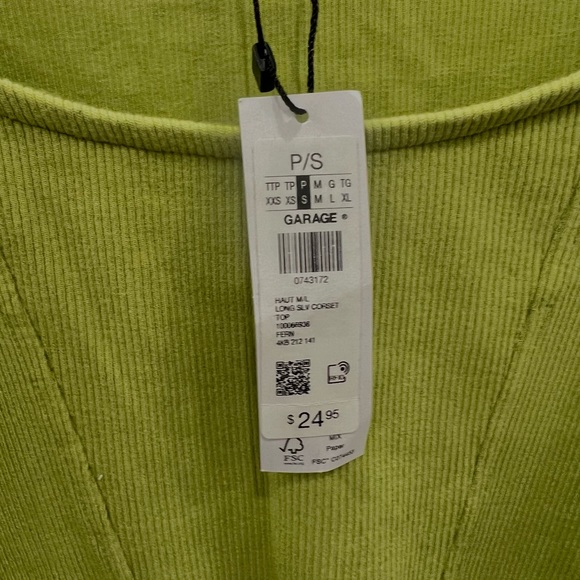 Lime green long sleeve corset top - Picture 3 of 3